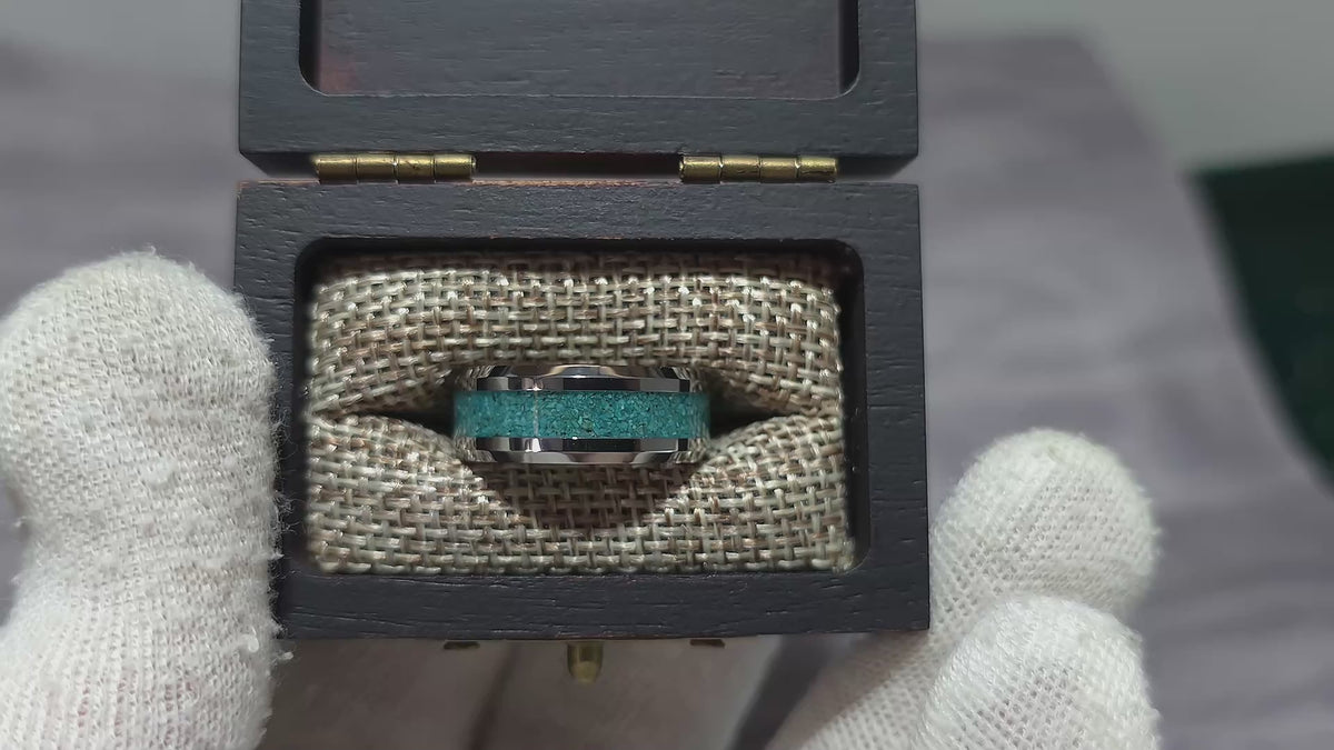 Turquoise Mens Tungsten Ring