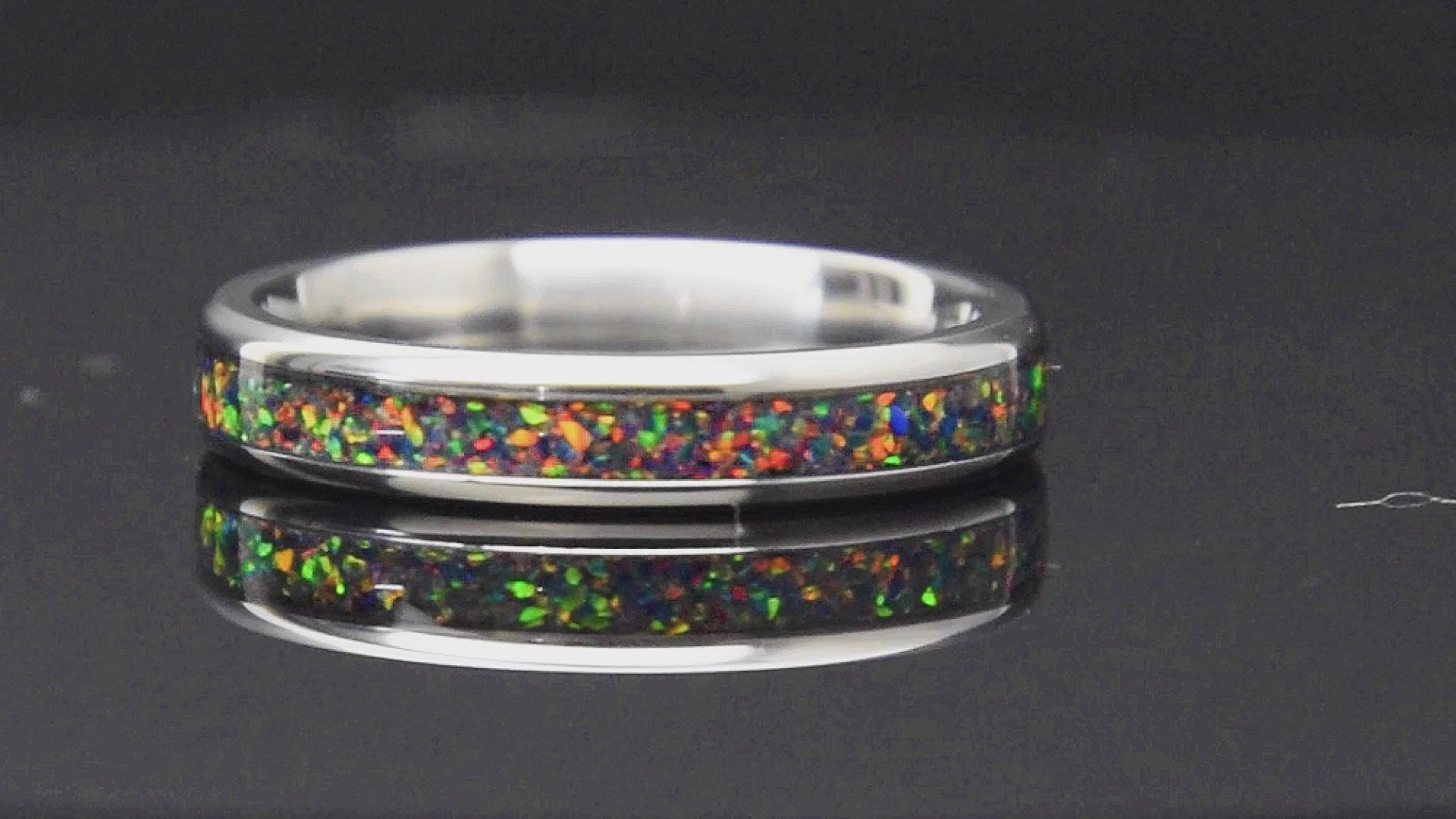 Black Fire Opal Titanium Women's Wedding Band