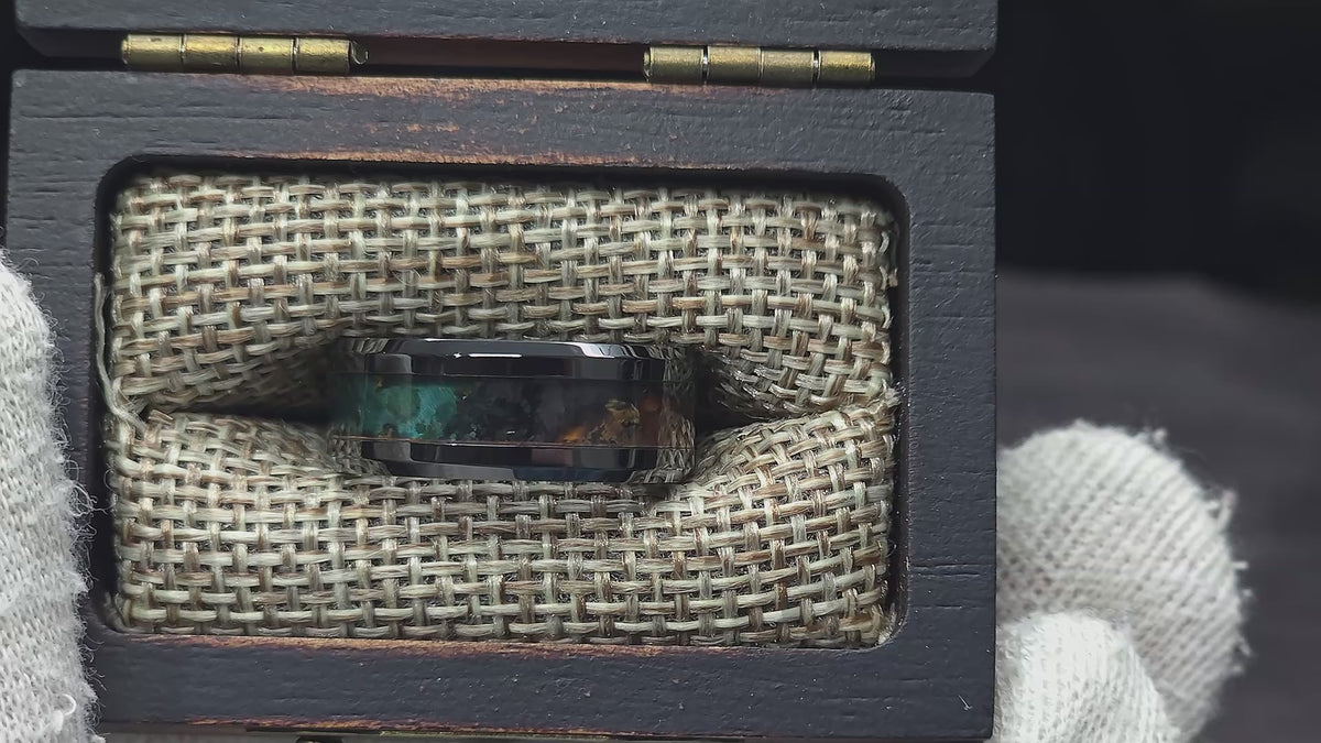 Mystic Topaz Patinated Copper Black Ceramic Ring