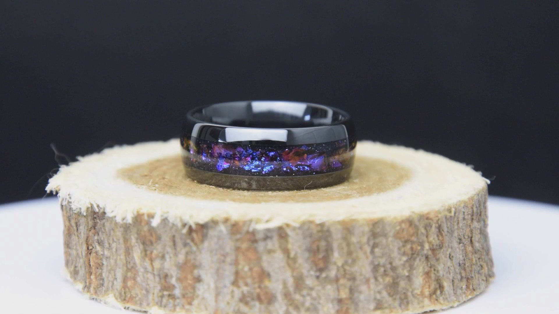 His and Hers Galaxy Black Ceramic Wedding Ring Set - Copperbeard Jewelry