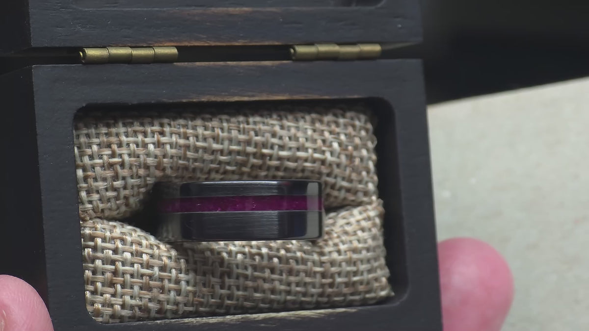 The Bloodline - Ruby Black Ceramic Brushed Offset Ring