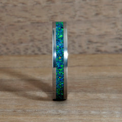 Emerald Green Opal Ring With Titanium Band Copperbeard Jewelry