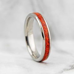 Ruby Red Opal Ring With Titanium Band Copperbeard Jewelry