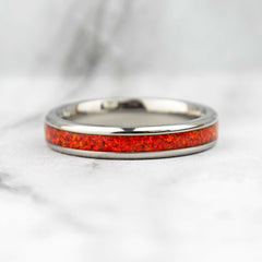 Ruby Red Opal Ring With Titanium Band Copperbeard Jewelry