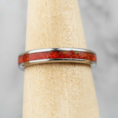 Ruby Red Opal Ring With Titanium Band Copperbeard Jewelry
