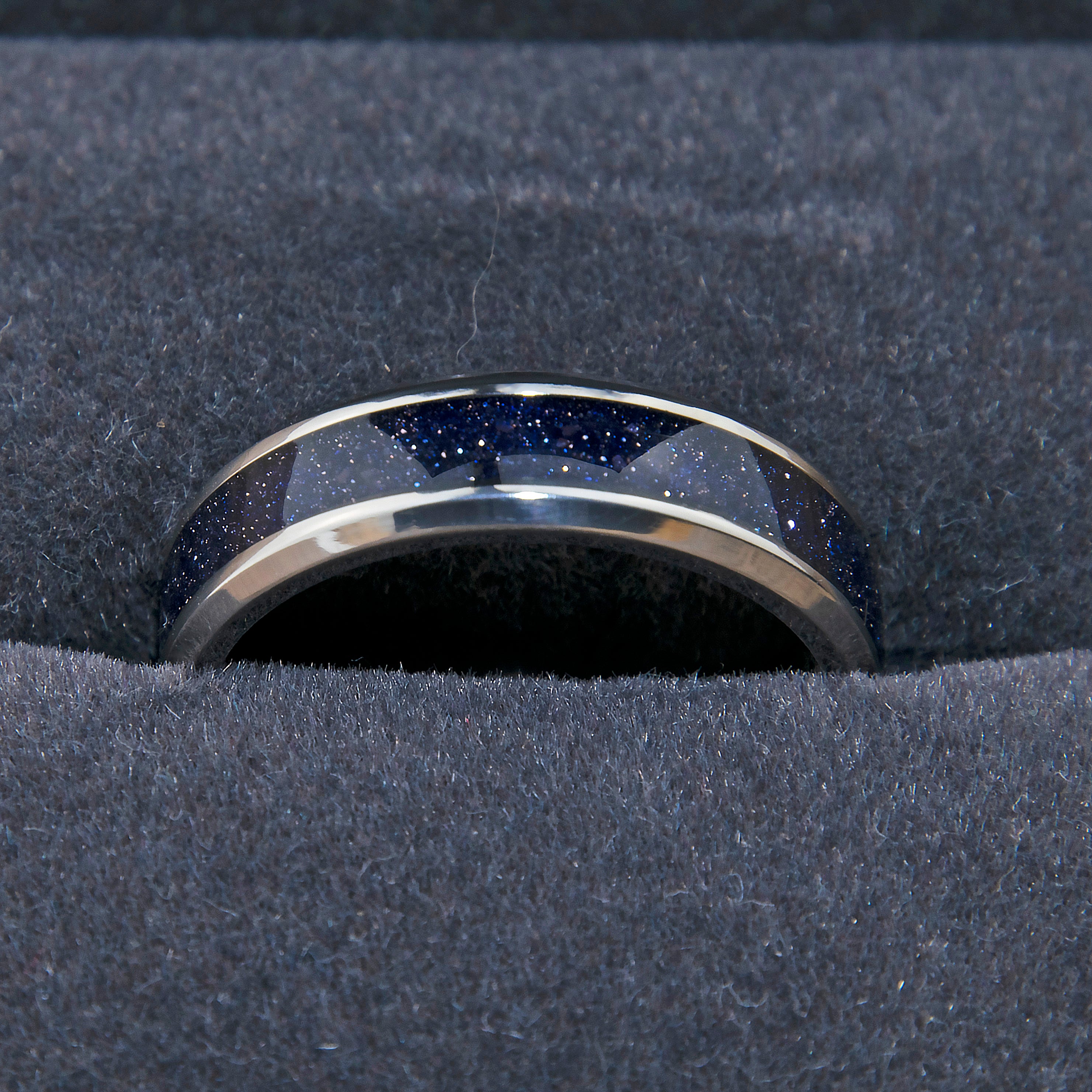 Blue Sandstone Starry Night Ring With Titanium Band – Copperbeard