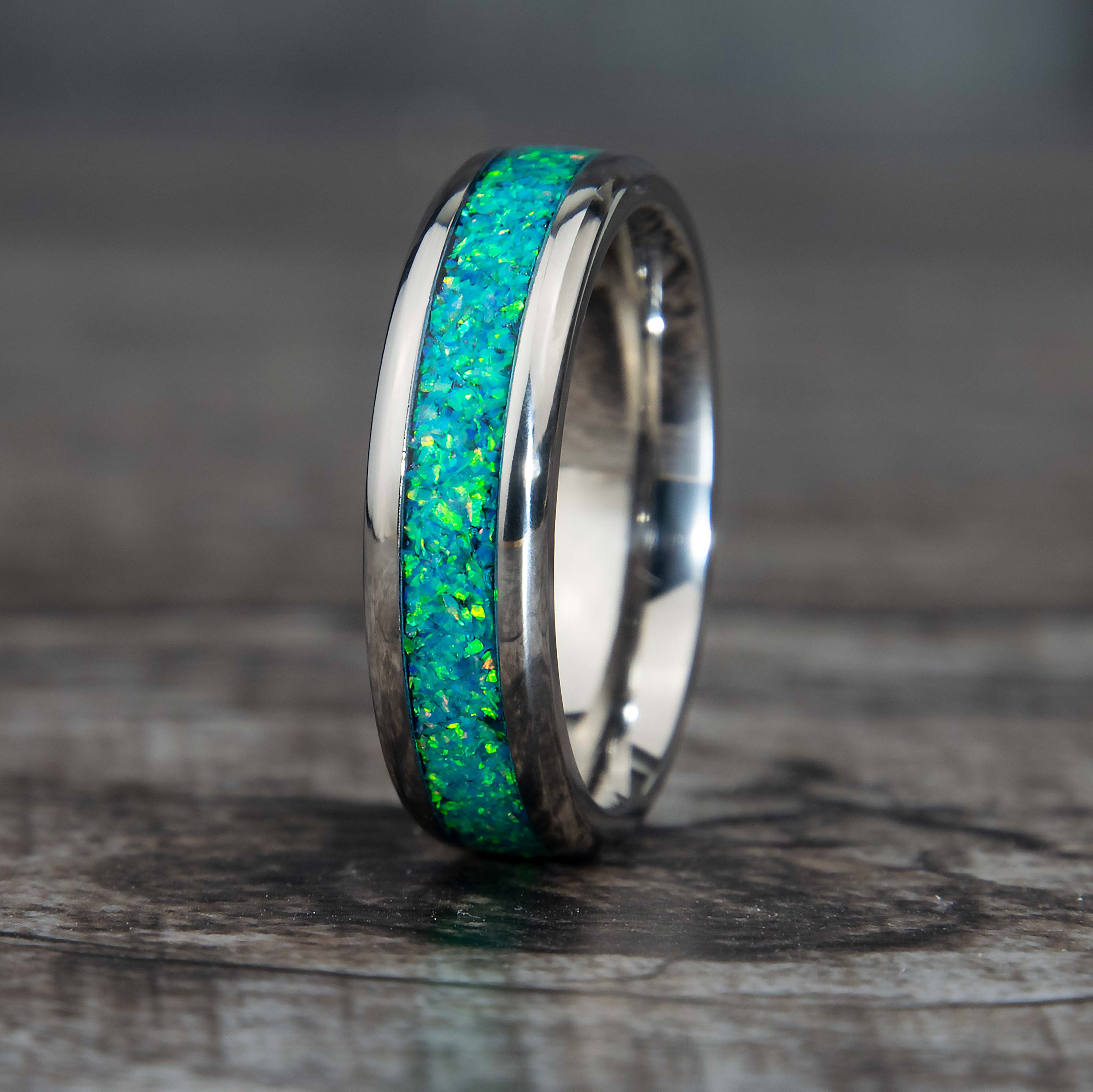 Teal Opal Ring With Titanium Band Secondary image