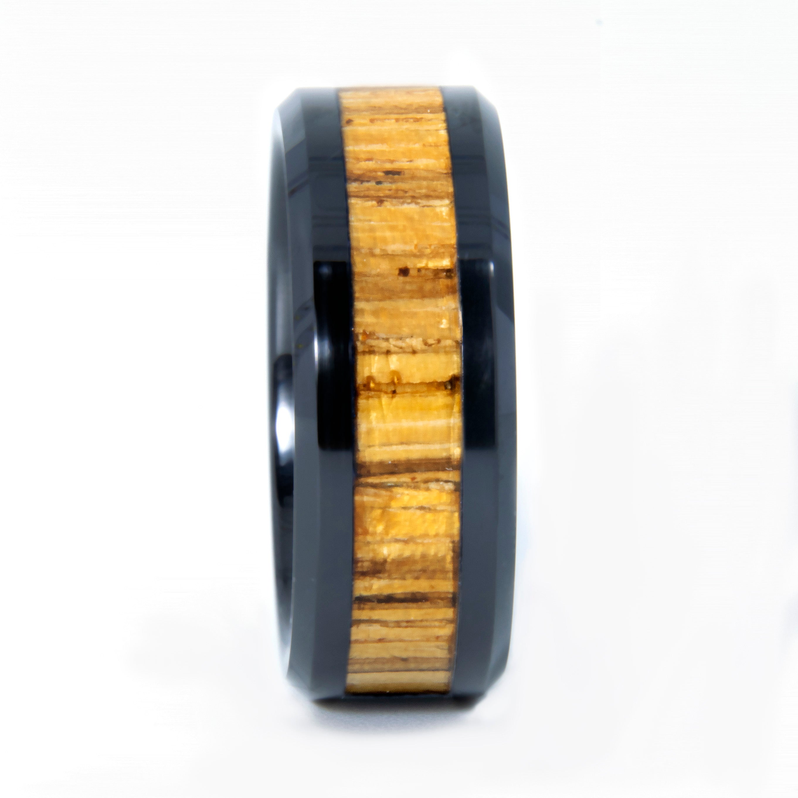 Zebrawood Ring With Black Ceramic Band Secondary image