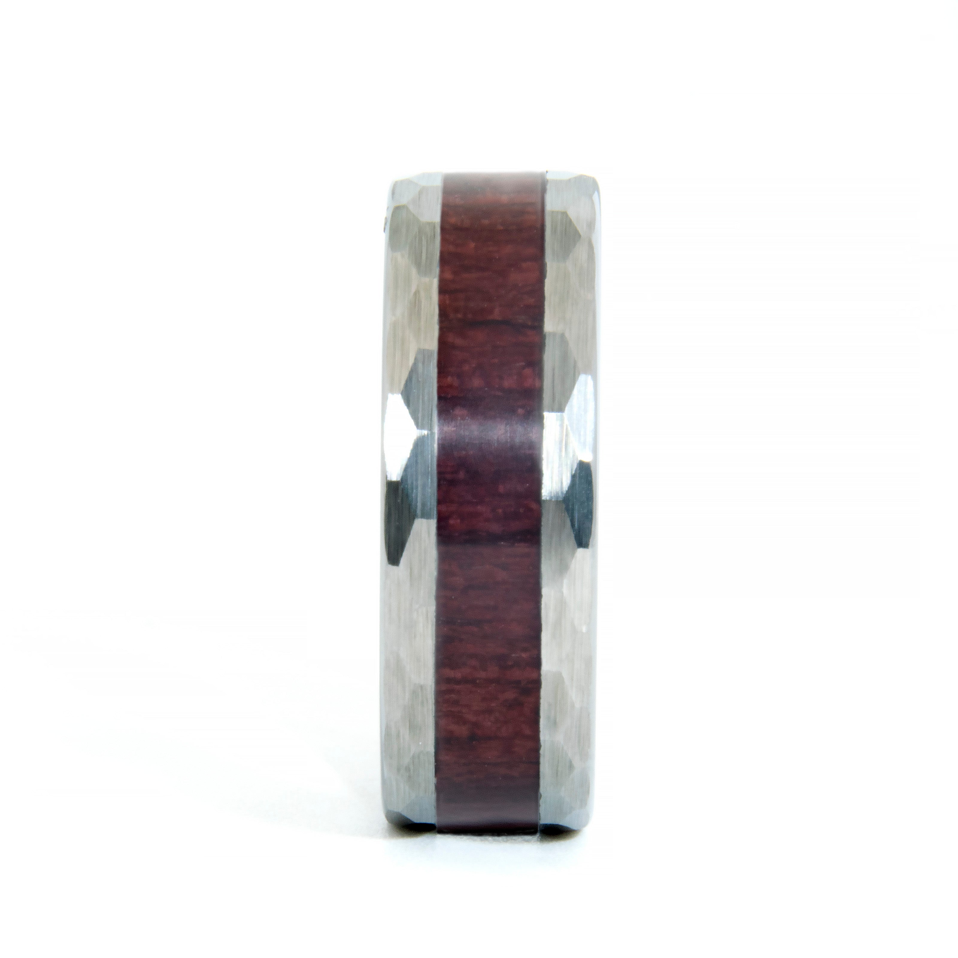 Purpleheart Wood Hammered Tungsten Ring Secondary image