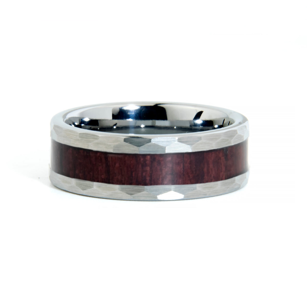 Purpleheart Wood Hammered Tungsten Ring Copperbeard Jewelry