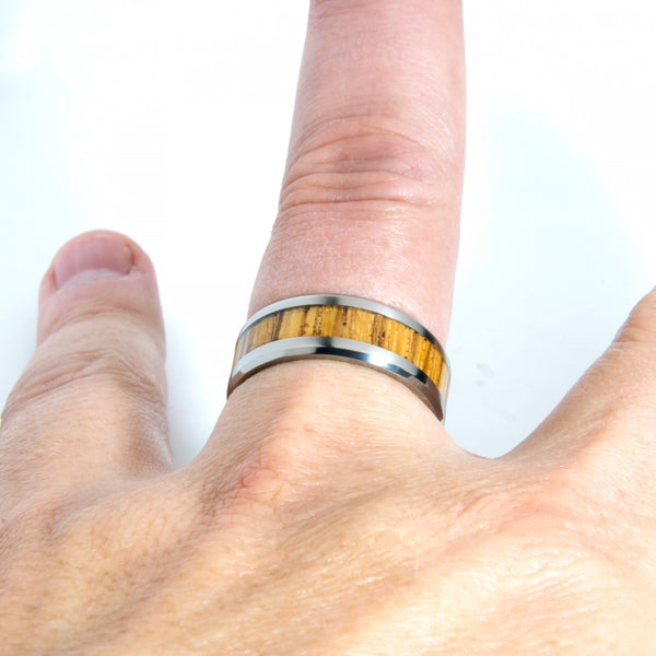 Zebrawood Ring With Titanium Band Copperbeard Jewelry