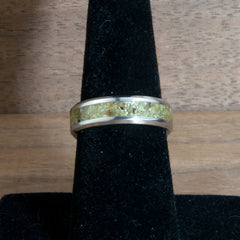 Admire Pallasite Meteorite Ring Titanium Band Copperbeard Jewelry