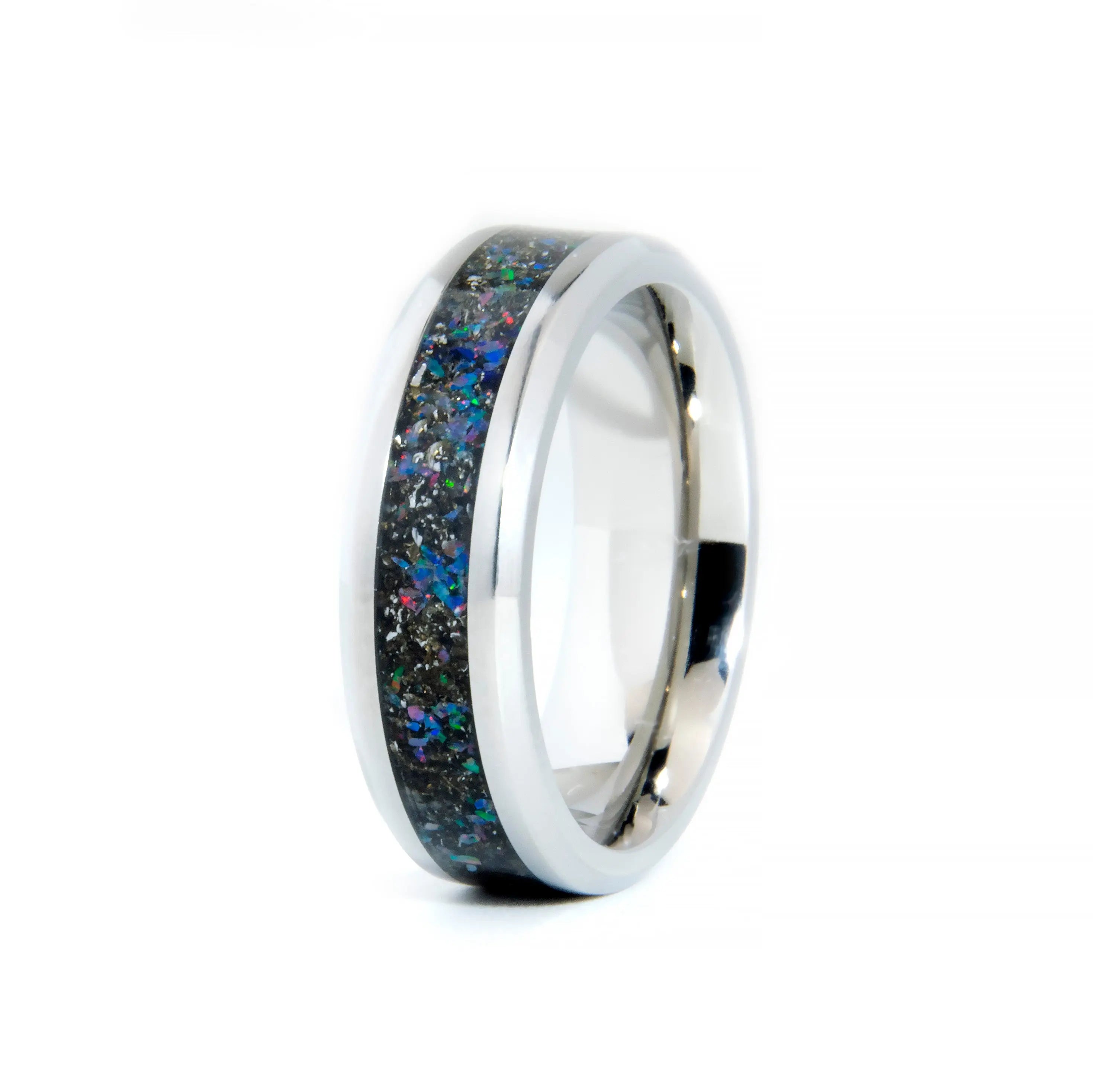 Muonionalusta Meteorite Ring With Dark Blue Opal Mix Copper Beard Studio