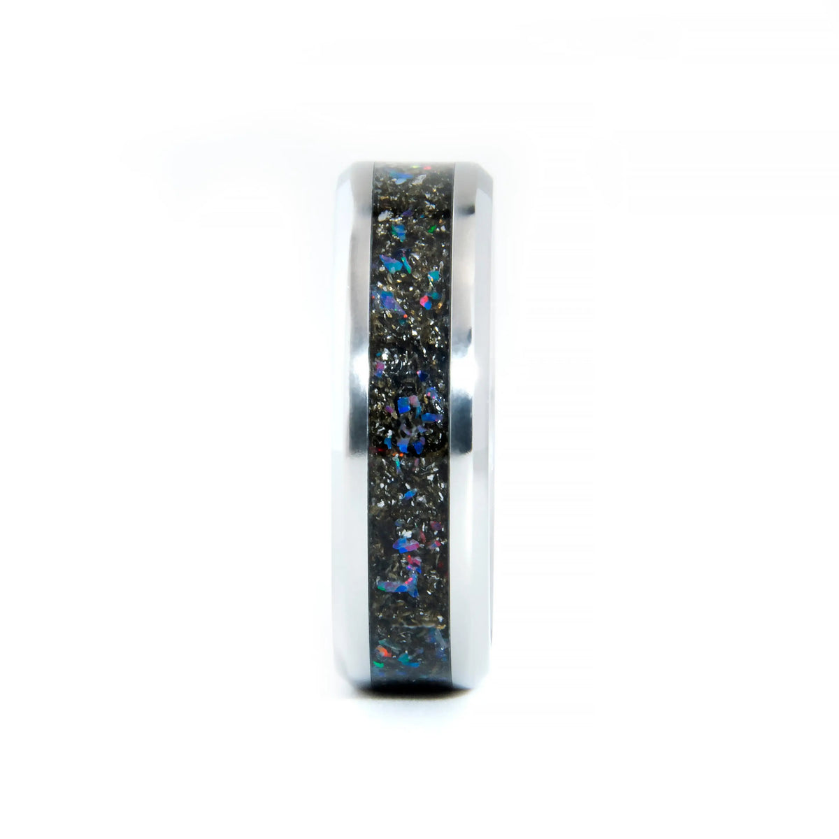 Muonionalusta Meteorite Ring With Dark Blue Opal Mix Copper Beard Studio