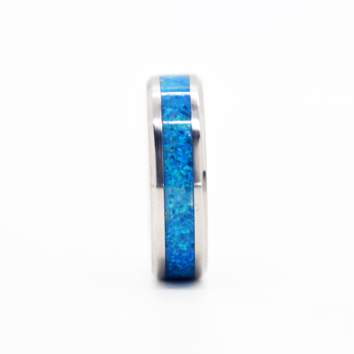Oasis Blue Opal Ring With Titanium Band Copperbeard Jewelry