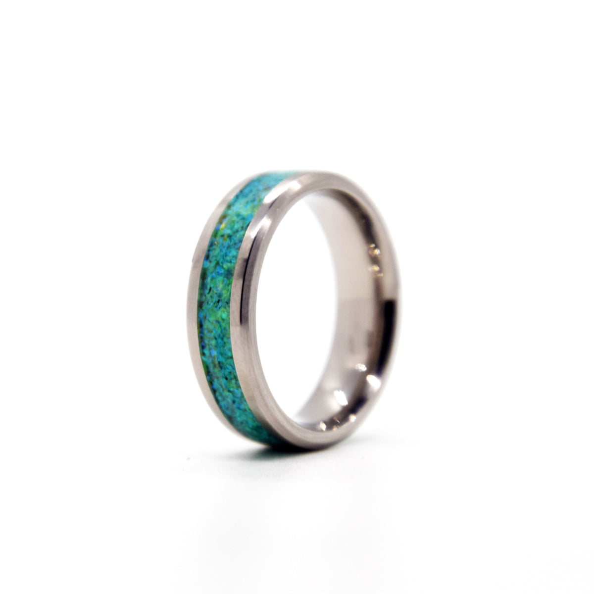 Honeydew Green Opal Ring With Titanium Band Copperbeard Jewelry