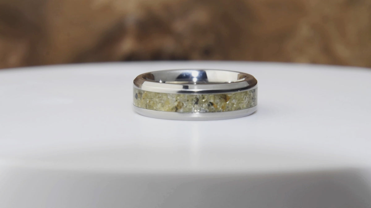 Admire Pallasite Meteorite Ring Titanium Band